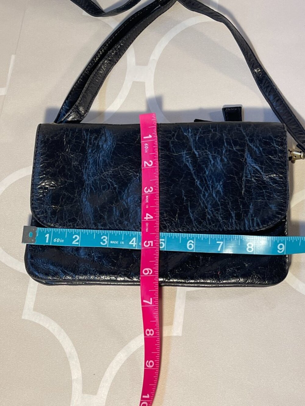Latico Black Patent Leather Crossbody Bag | Multi-Pocket Organizer Purse - Picture 11 of 11